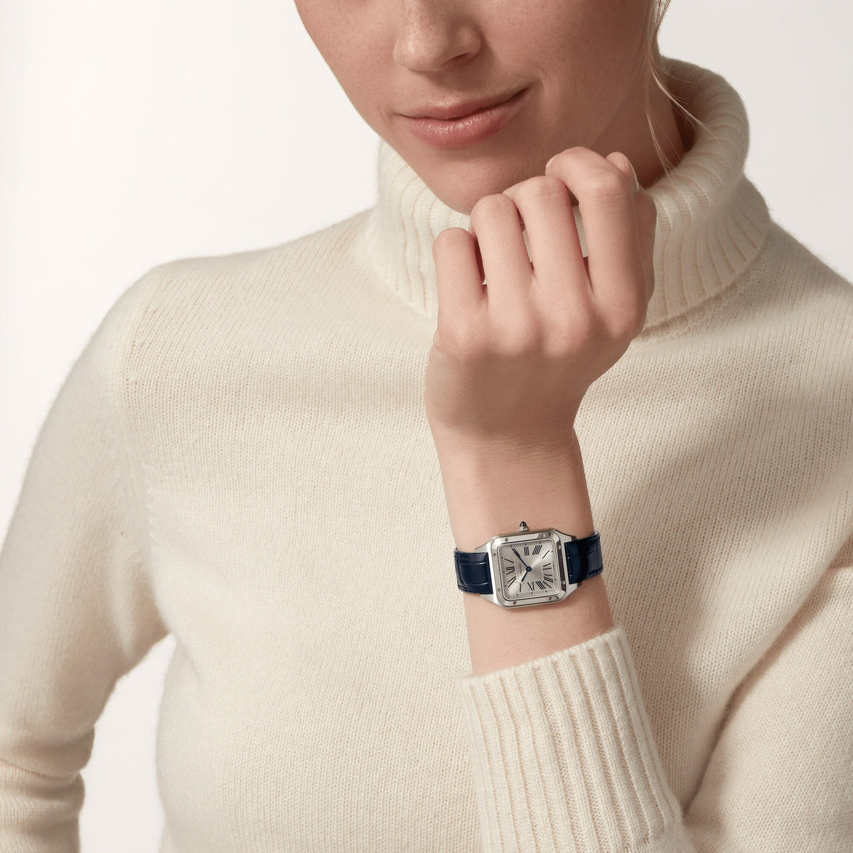 Montre Santos-Dumont Petit modèle, mouvement quartz, acier, cuir