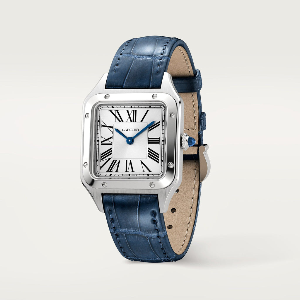 Montre Santos-Dumont Petit modèle, mouvement quartz, acier, cuir