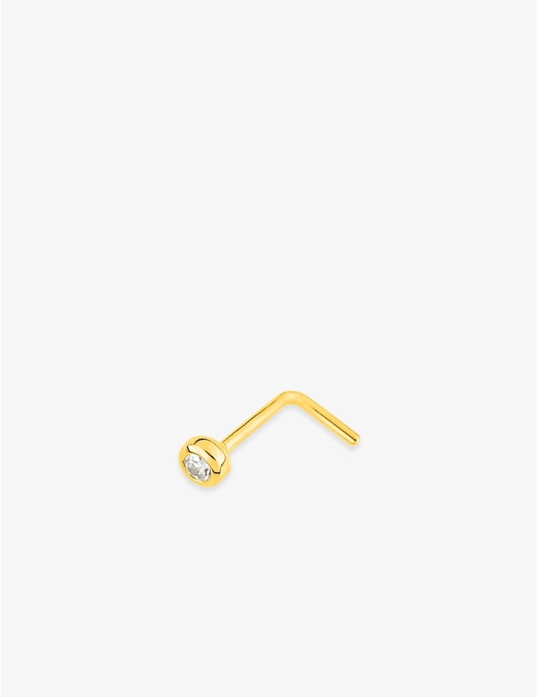 Piercing de nez en or jaune 9ct avec zirconium serti clos 492-9