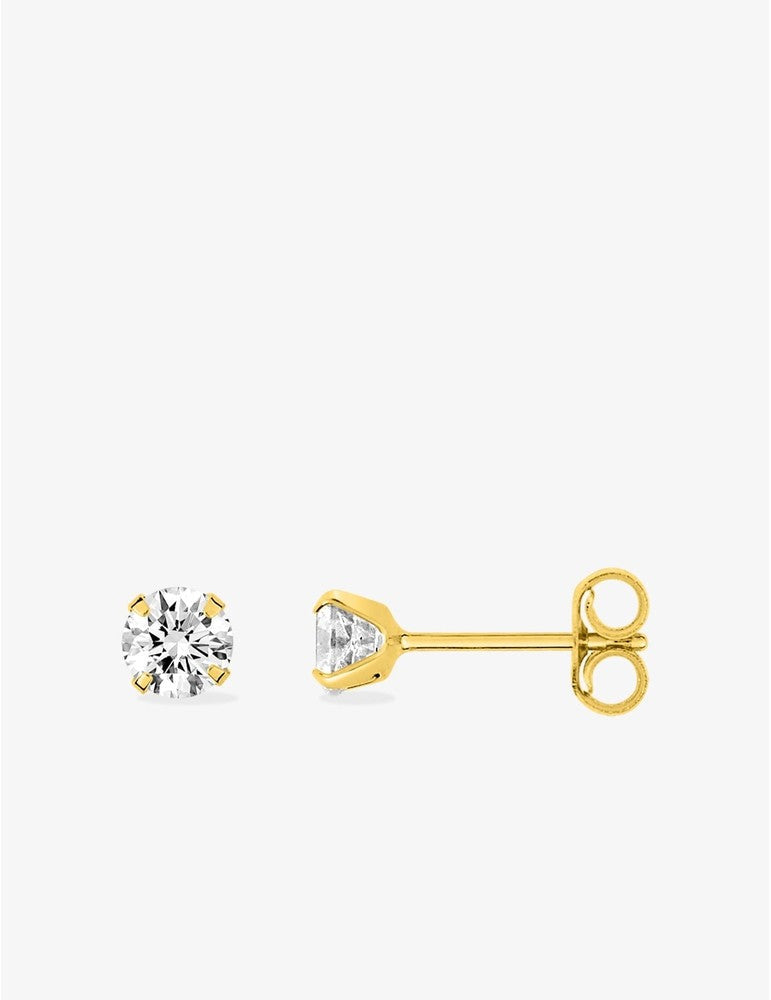 Boucles d'oreilles en or 18 ct et zirconiums 4mm 384-466