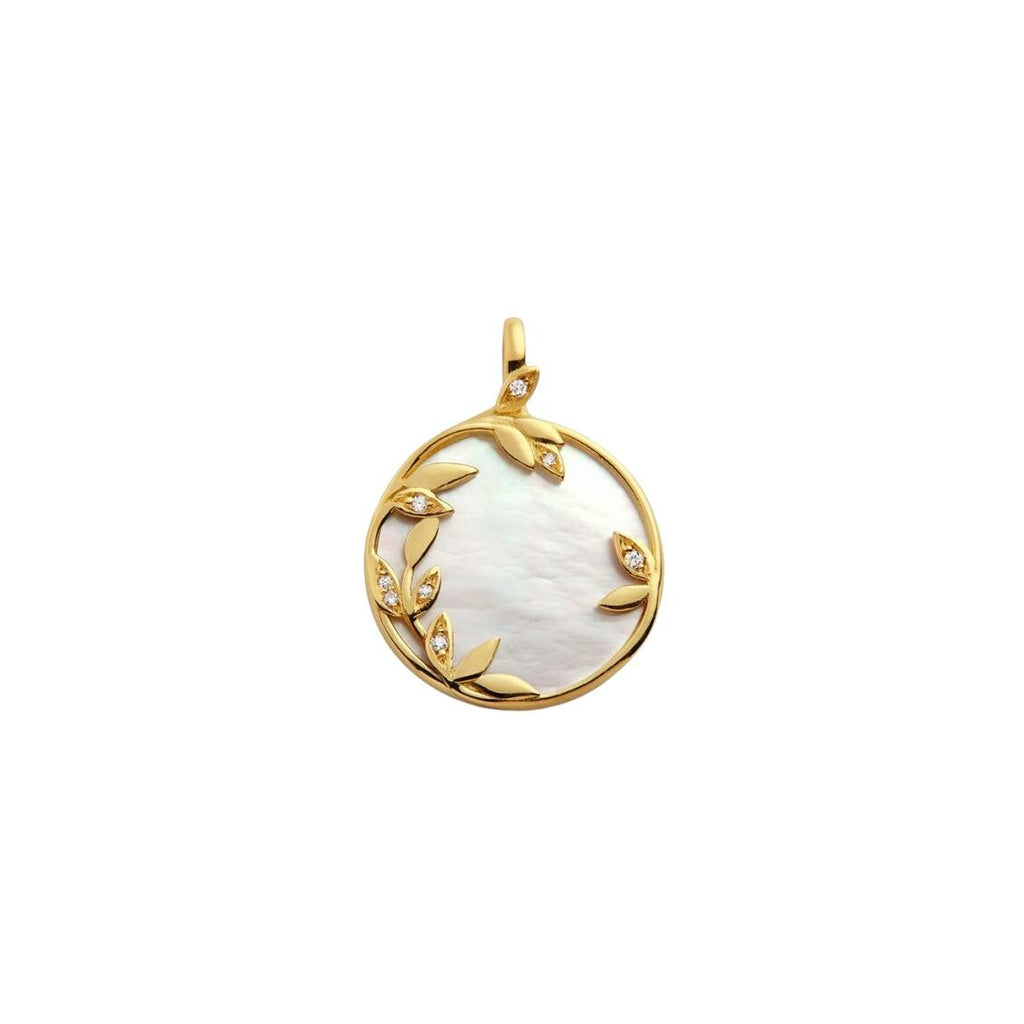 Médaille Arthus Bertrand Flora en or jaune poli, nacre et diamants