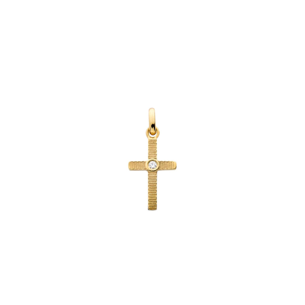 Pendentif Croix Arthus Bertrand Ruban en or jaune et diamant