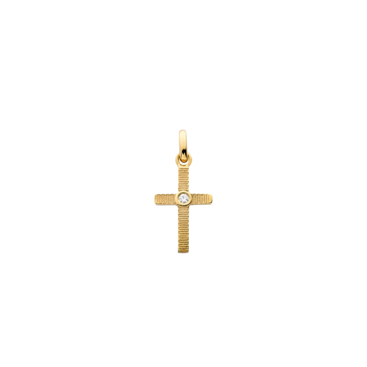 Pendentif Croix Arthus Bertrand Ruban en or jaune et diamant