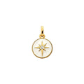 Médaille Arthus Bertrand Étoile en or jaune poli, laque ivoire  et diamant, 10mm