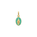 Médaille Arthus Bertrand Les Miraculeuses 10mm en or jaune, laqué vert d'eau
