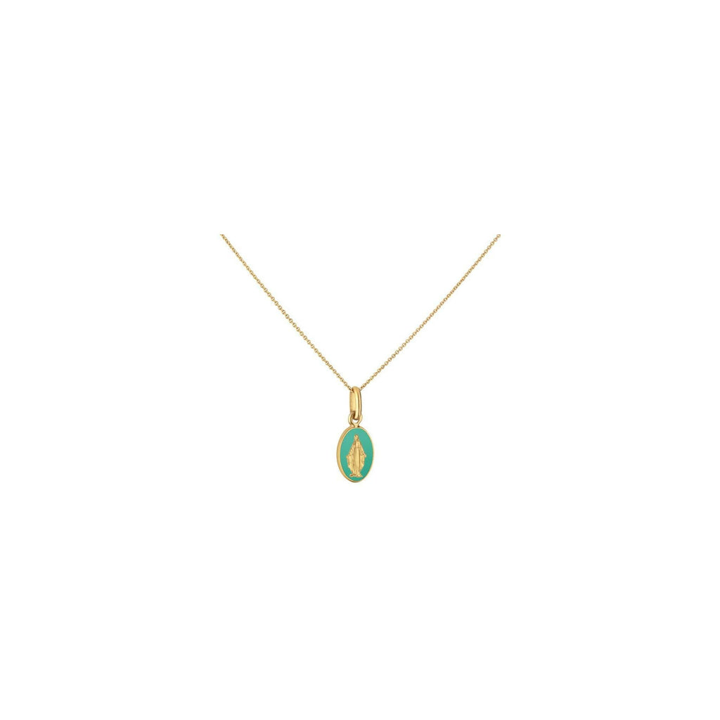 Médaille Arthus Bertrand Les Miraculeuses 10mm en or jaune, laqué vert d'eau