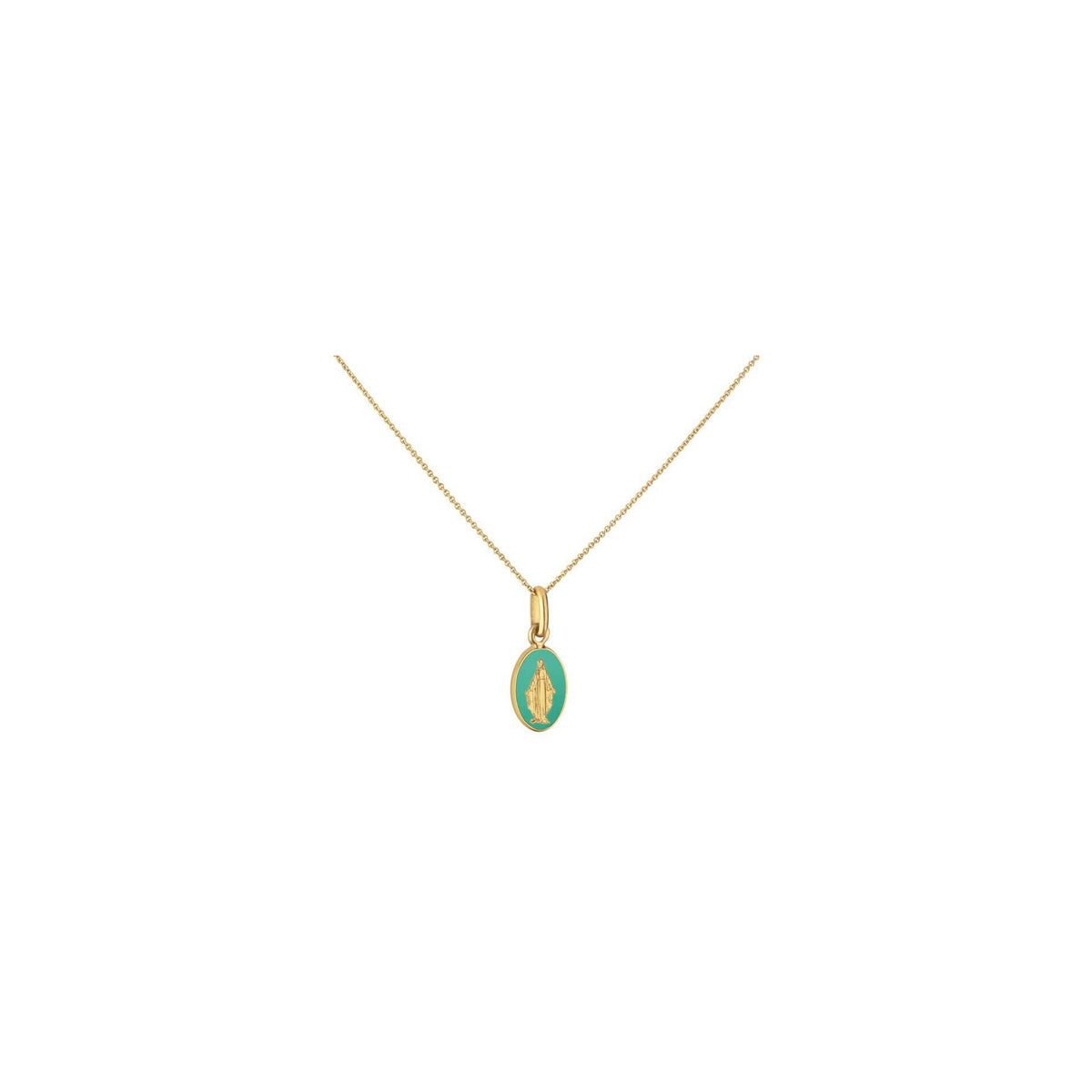 Médaille Arthus Bertrand Les Miraculeuses 10mm en or jaune, laqué vert d'eau