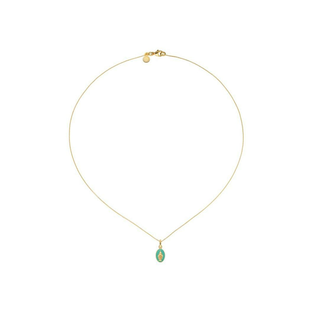 Médaille Arthus Bertrand Les Miraculeuses 10mm en or jaune, laqué vert d'eau