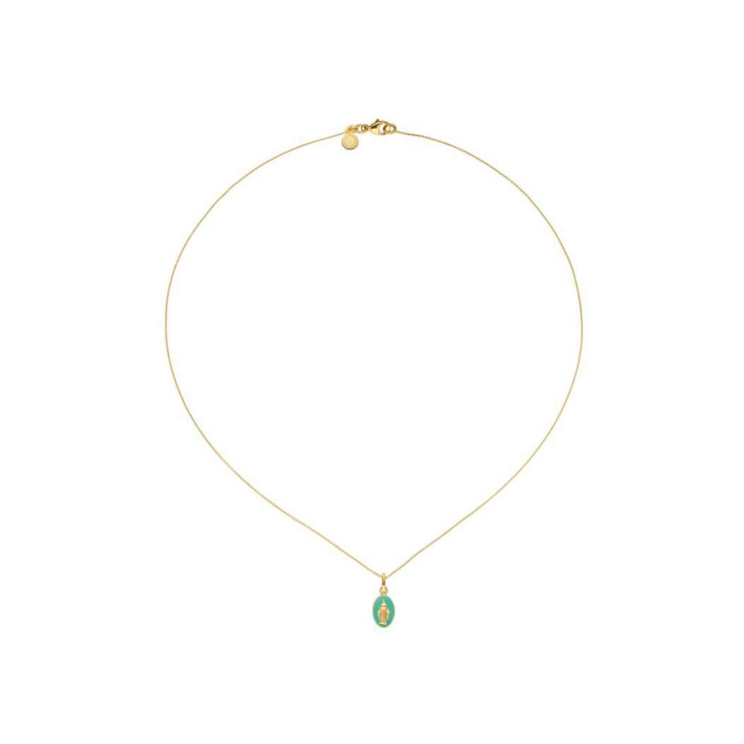 Médaille Arthus Bertrand Les Miraculeuses 10mm en or jaune, laqué vert d'eau