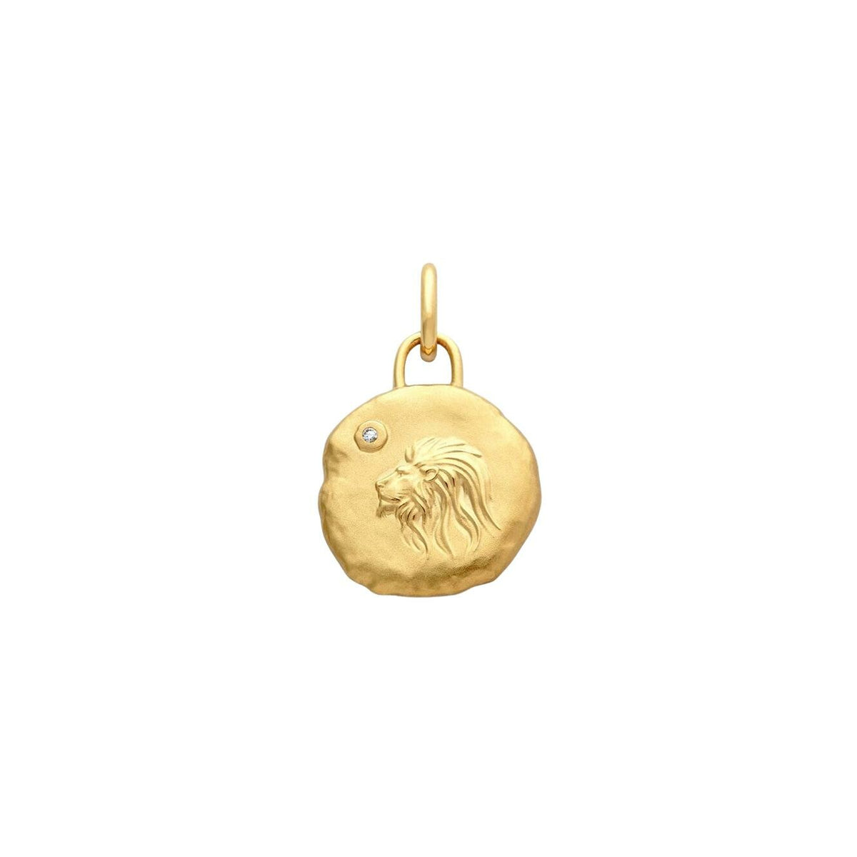 Médaille  Arthus Bertrand Astro Lion en or jaune satiné et diamant, 15mm