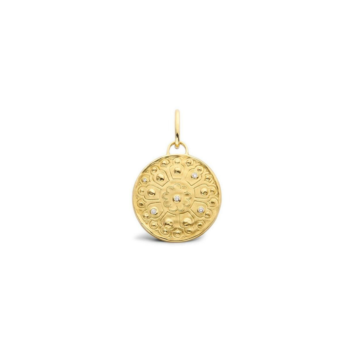 Médaille Arthus Bertrand Rosae  en  or jaune poli sablé et diamants, 23mm