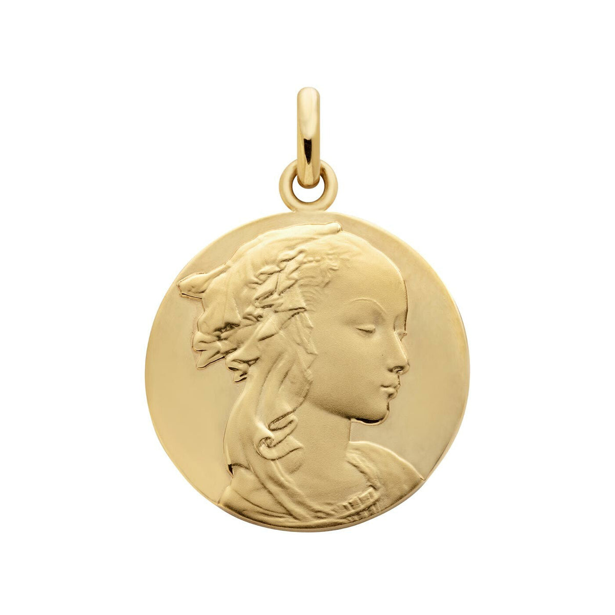 Médaille Arthus Bertrand Vierge Adorazione 18 mm or jaune poli-sablé