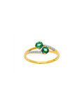 Bague en or jaune 18 ct Emeraudes et diamants 317-85