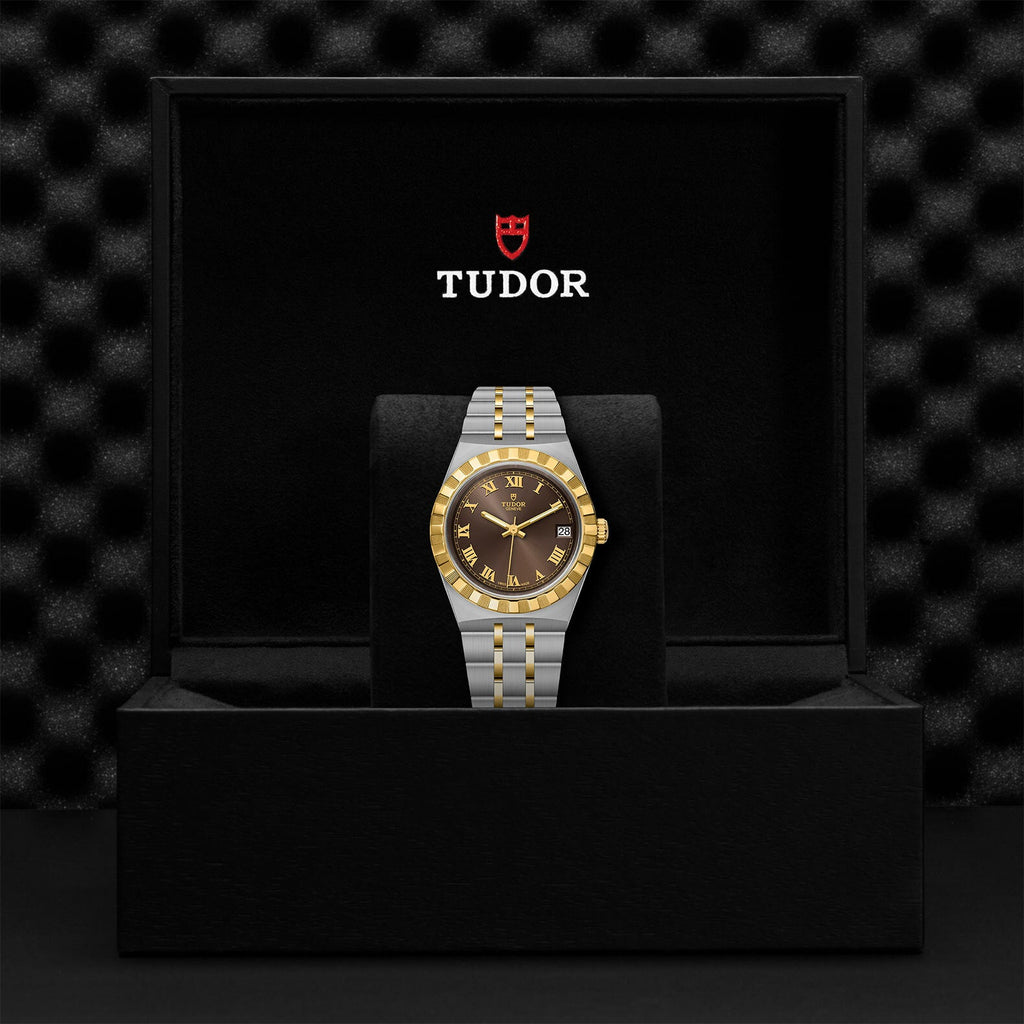 Montre TUDOR Royal boîtier en acier, 34 mm, lunette en or jaune