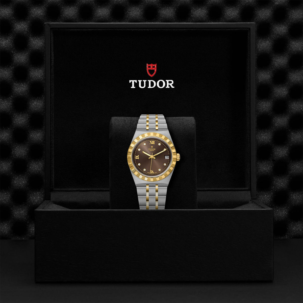 Montre TUDOR Royal boîtier en acier, 34 mm, cadran serti de diamants