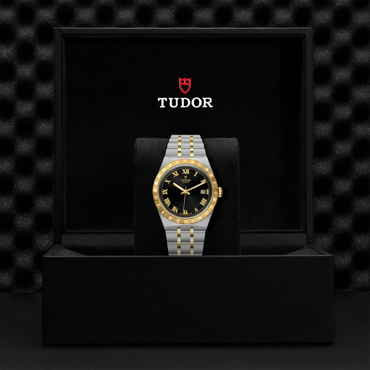 Montre TUDOR Royal boîtier en acier 38 mm, lunette en or jaune