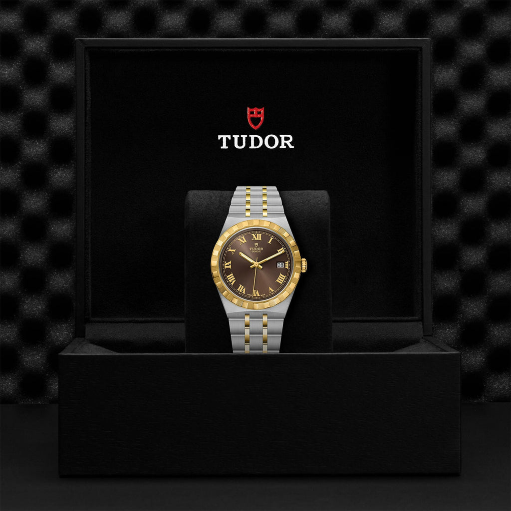 Montre TUDOR Royal boîtier en acier, 38 mm, lunette en or jaune