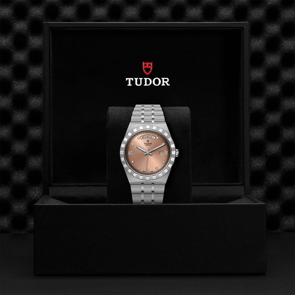 Montre TUDOR Royal boîtier en acier, 41 mm, cadran serti de diamants