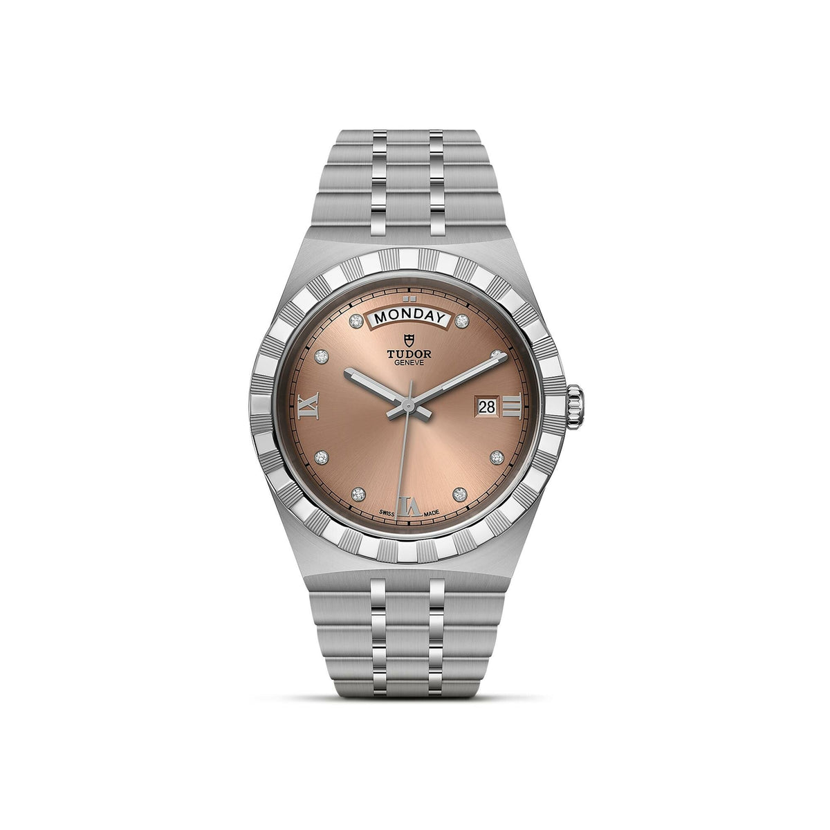 Montre TUDOR Royal boîtier en acier, 41 mm, cadran serti de diamants