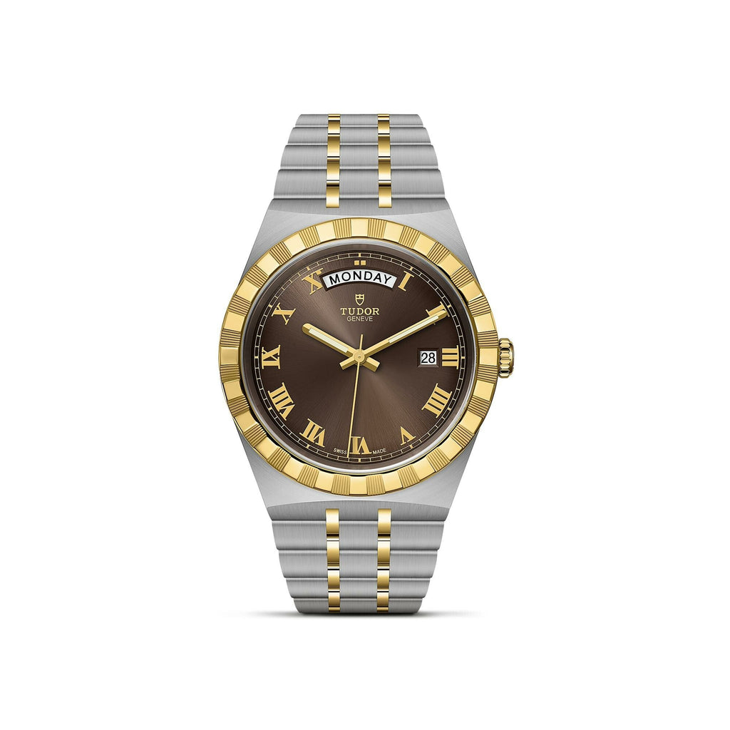 Montre TUDOR Royal boîtier en acier, 41 mm, lunette en or jaune