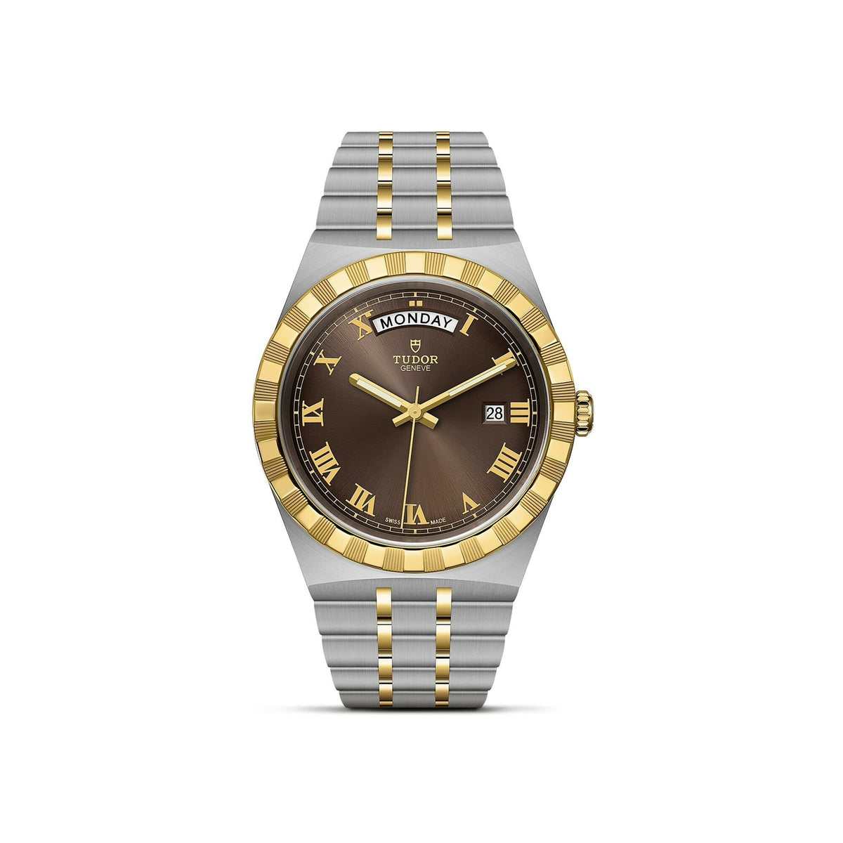 Montre TUDOR Royal boîtier en acier, 41 mm, lunette en or jaune