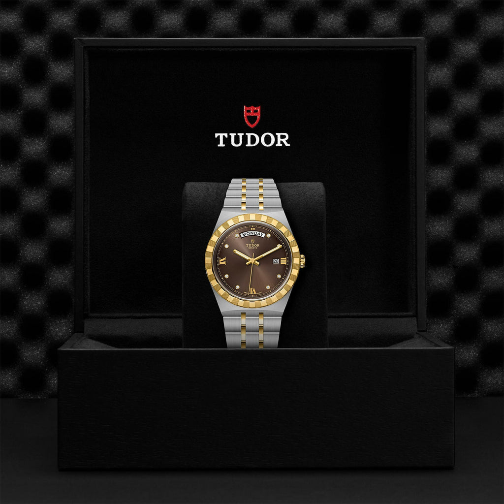 Montre TUDOR Royal boîtier en acier, 41 mm, cadran serti de diamants