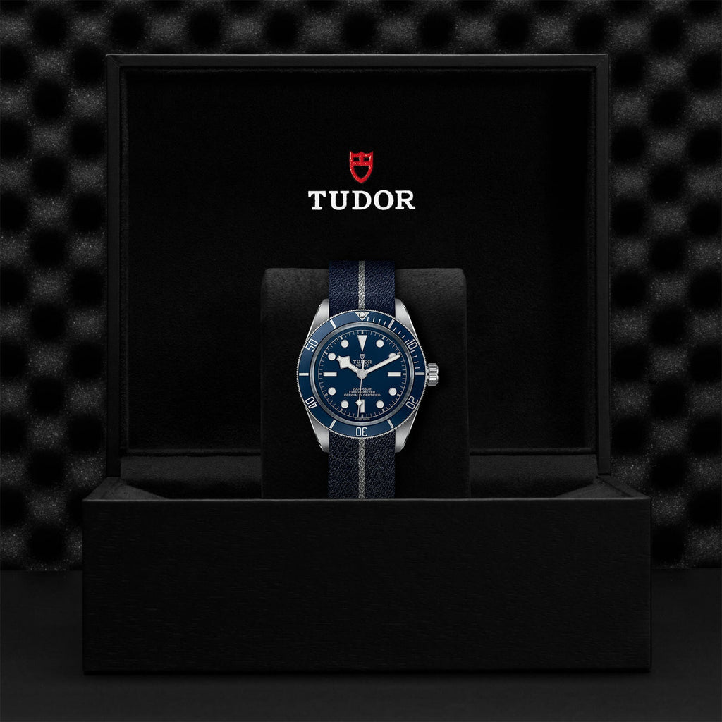 Montre TUDOR Black Bay 58 boîtier en acier 39 mm, bracelet en tissu bleu