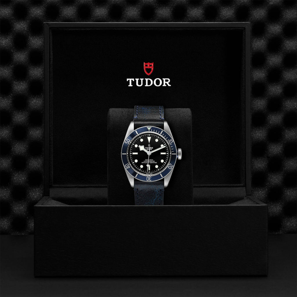 Montre TUDOR Black Bay boîtier en acier 41 mm, bracelet en cuir vieilli