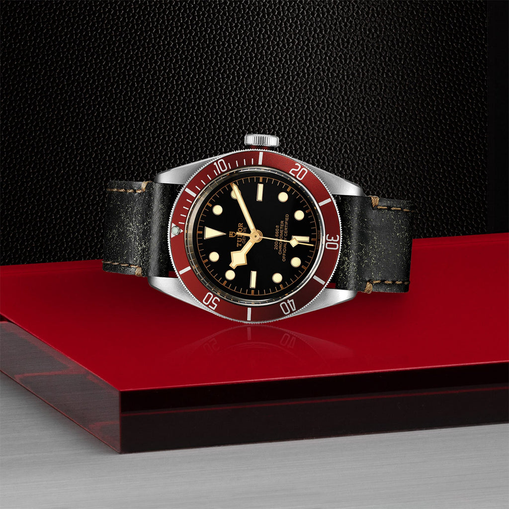 Montre TUDOR Black Bay boîtier en acier 41 mm, bracelet en cuir vieilli