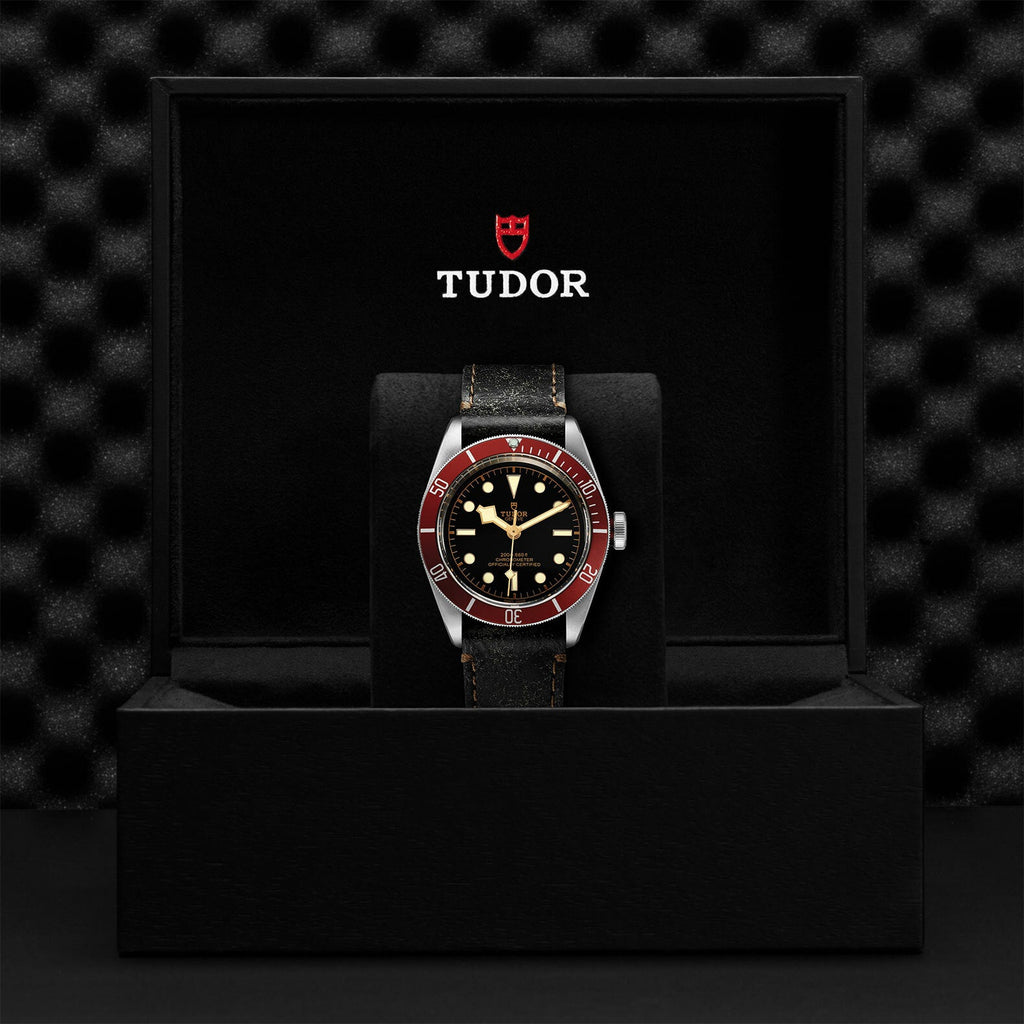 Montre TUDOR Black Bay boîtier en acier 41 mm, bracelet en cuir vieilli