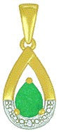 Pendentif émeraude + diamants en or jaune 18ct 366-84