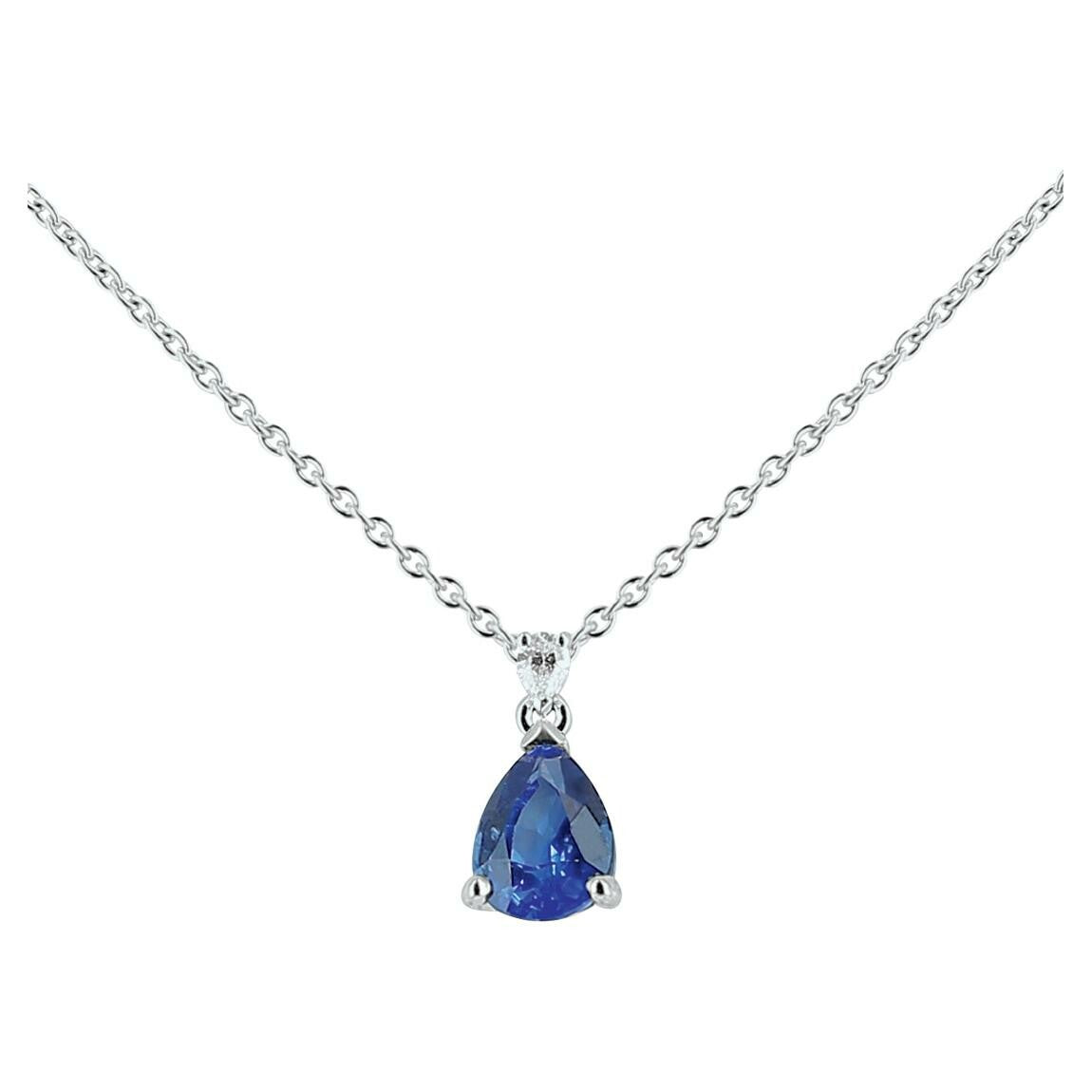 Pendentif en or blanc , saphir et diamant