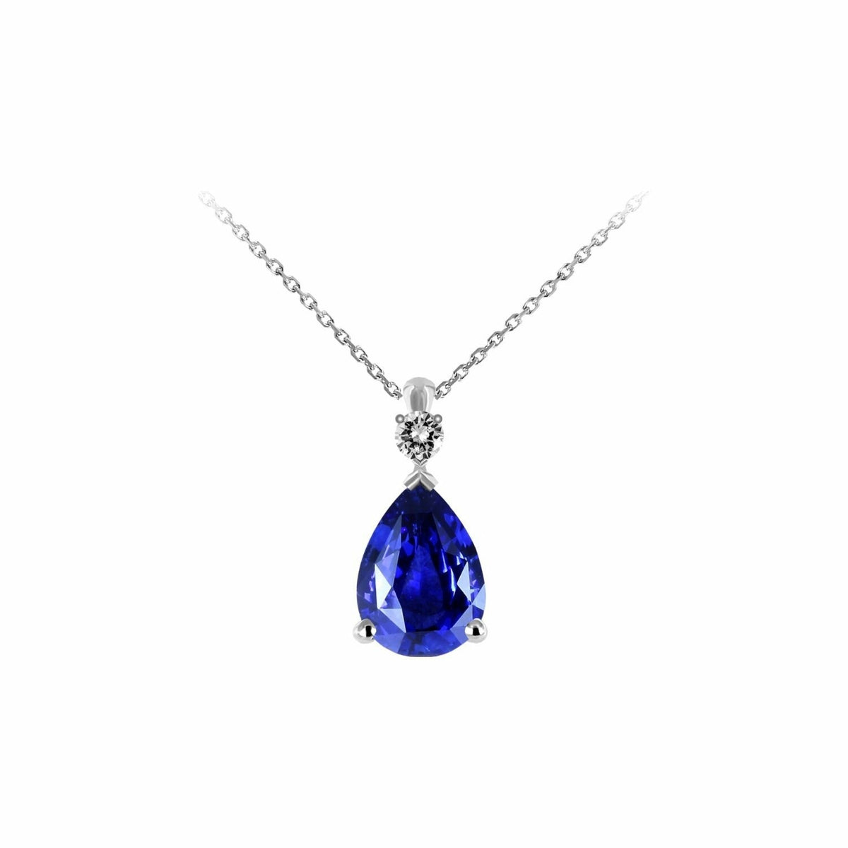 Pendentif en or blanc, saphir et diamant
