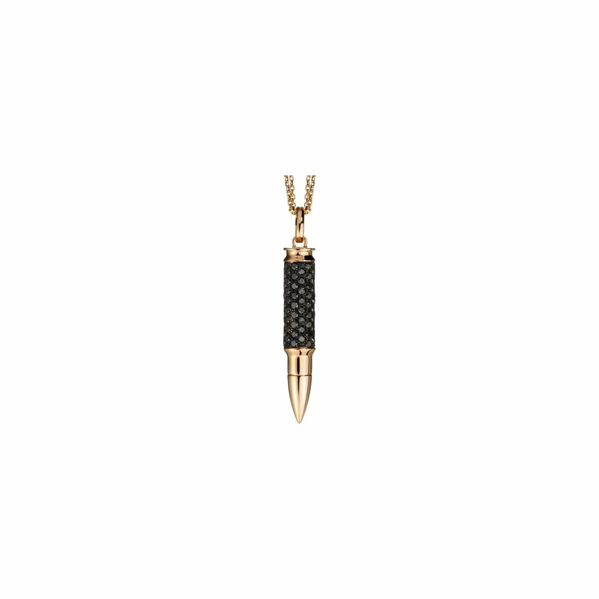 Pendentif Akillis sur chaîne Fatal Attraction en or rose pavé de diamants noirs