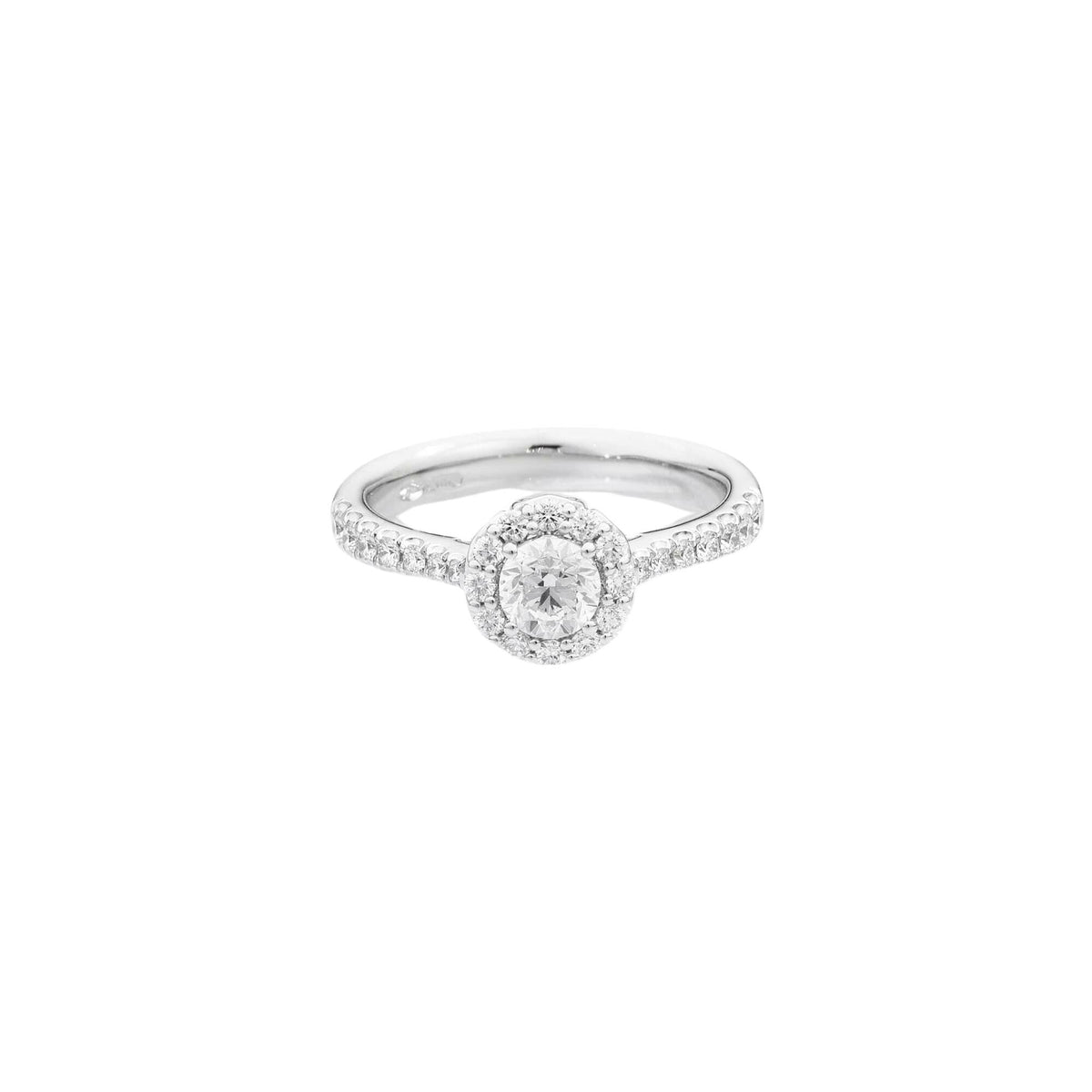 Solitaire Recarlo Anniversary Halo en or blanc et diamants naturels 0.63 ct