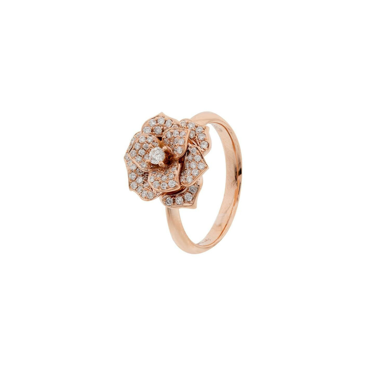 Bague fleur en or rose et diamants