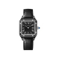 Montre Santos-Dumont Grand modèle, mouvement mécanique manuel, acier, laque, cuir