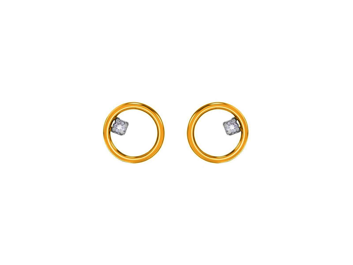 Boucles cercles en or jaune 9ct et diamants 484-161