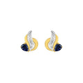 Boucles d'oreilles en or jaune 18ct saphir et diamants 384-217