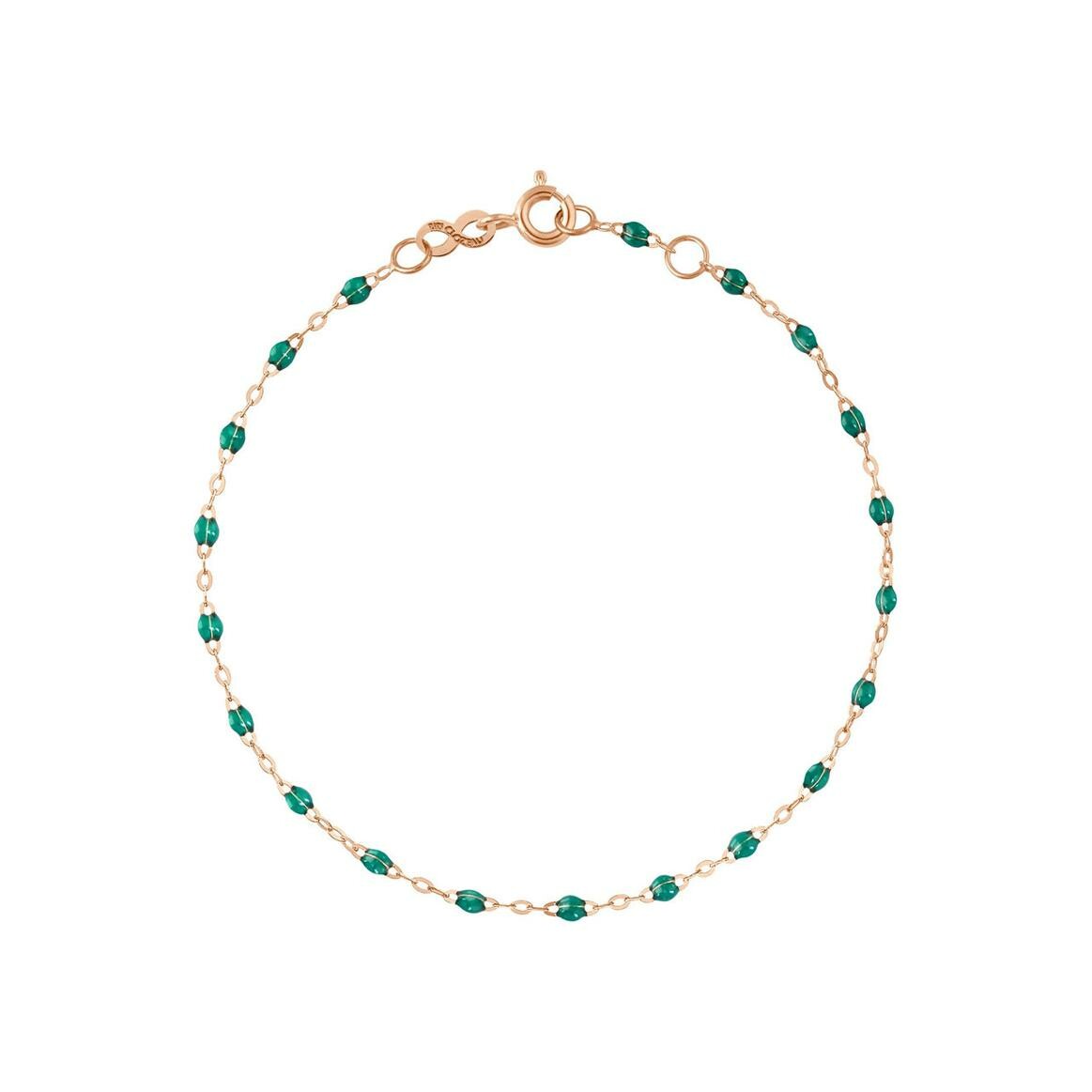 Bracelet Gigi Clozeau Classique en or rose et résine vert émeraude, 15cm