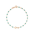 Bracelet Gigi Clozeau Clé en or rose, résine vert émeraude et diamants, taille 17cm
