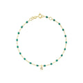Bracelet Gigi Clozeau Gigi Suprême en or jaune, résine vert émeraude et diamants, taille 17cm