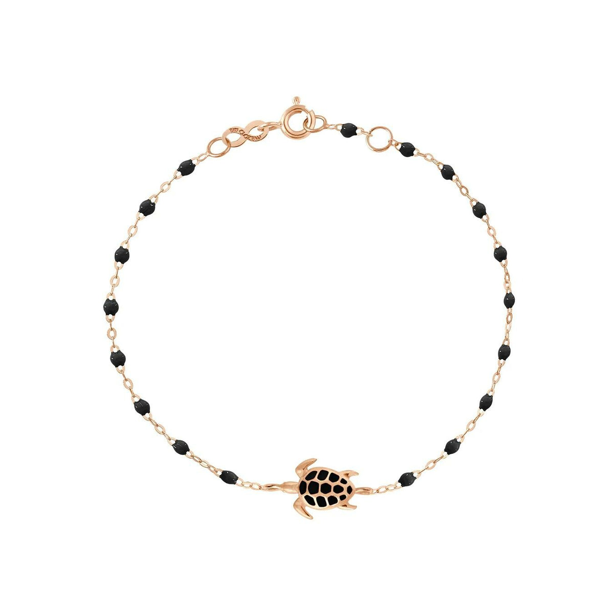 Bracelet Gigi Clozeau Tortue en or rose et résine noire, 17cm