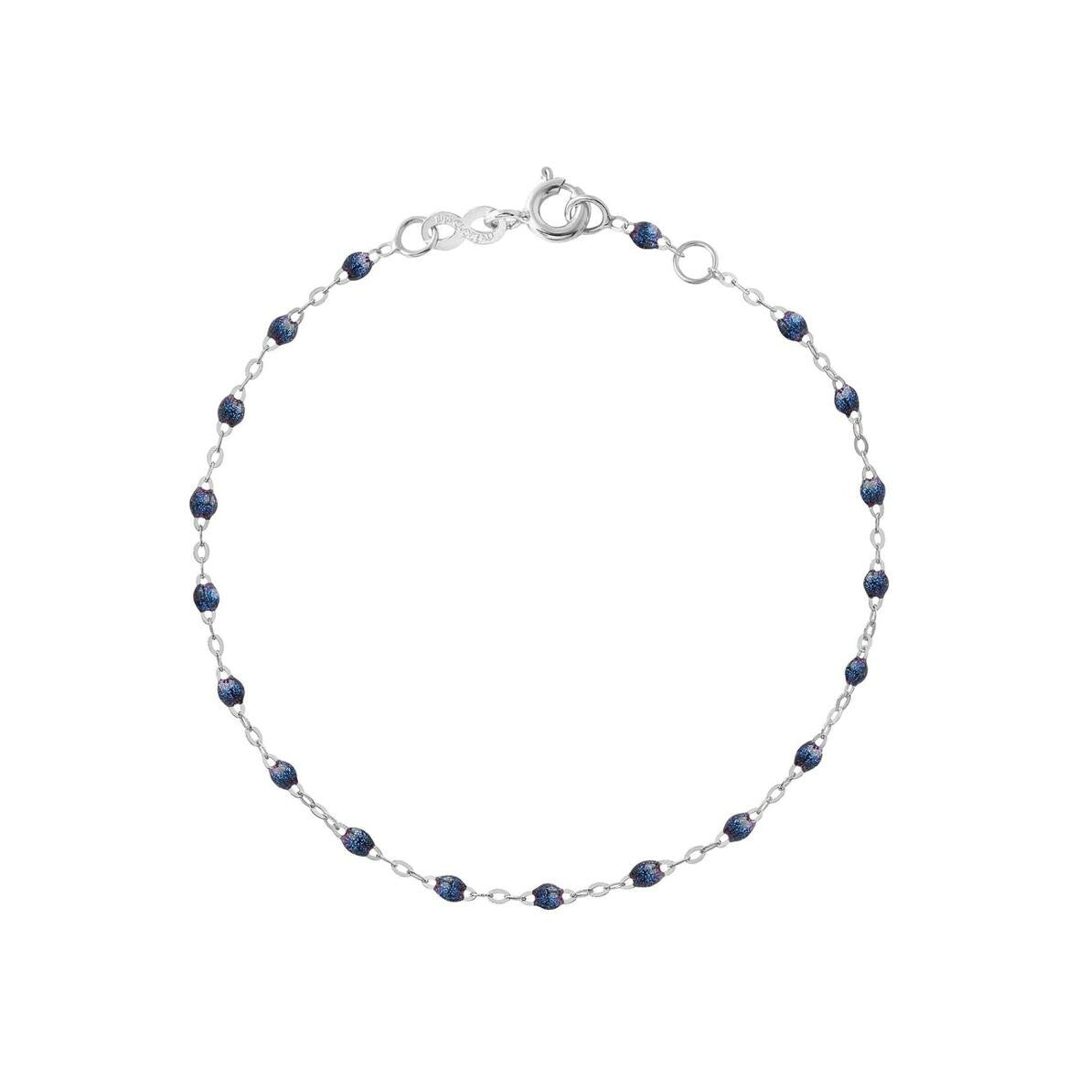 Bracelet Gigi Clozeau Classique en or blanc et résine bleu nuit, 19cm