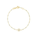 Bracelet Gigi Clozeau Etoile de David en or jaune, résine opale et diamants, taille 17cm