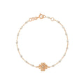 Bracelet Gigi Clozeau Trèfle Lumière en or rose, résine opale et diamant, 17cm