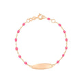 Bracelet Gigi Clozeau Little Gigi en or rose et résine rose fluo, taille 13cm