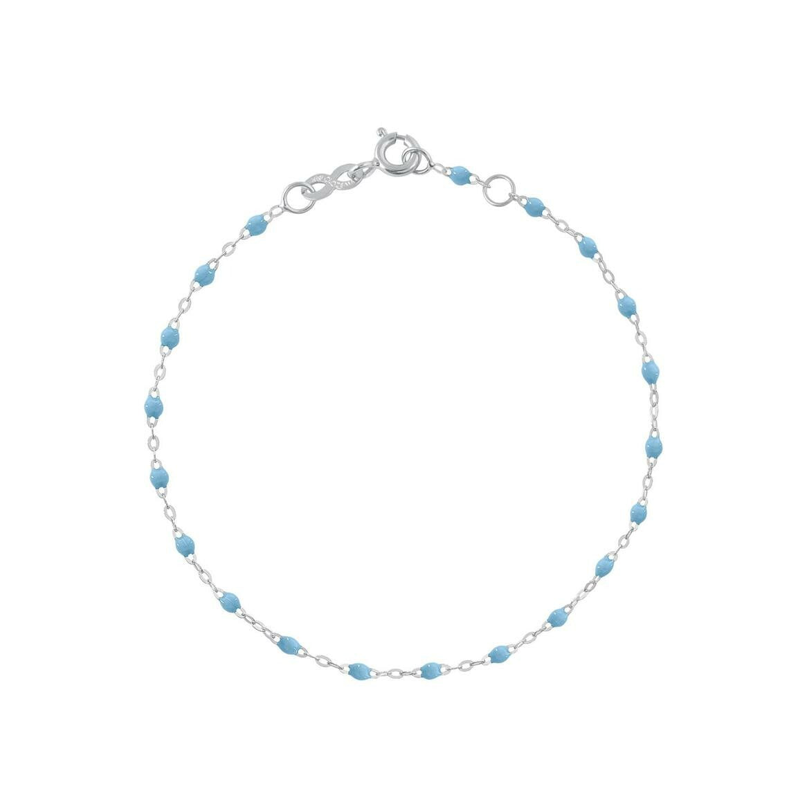 Bracelet Gigi Clozeau Classique en or blanc et résine turquoise bleu, 19cm