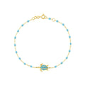 Bracelet Gigi Clozeau Tortue en or jaune et résine turquoise, 17cm