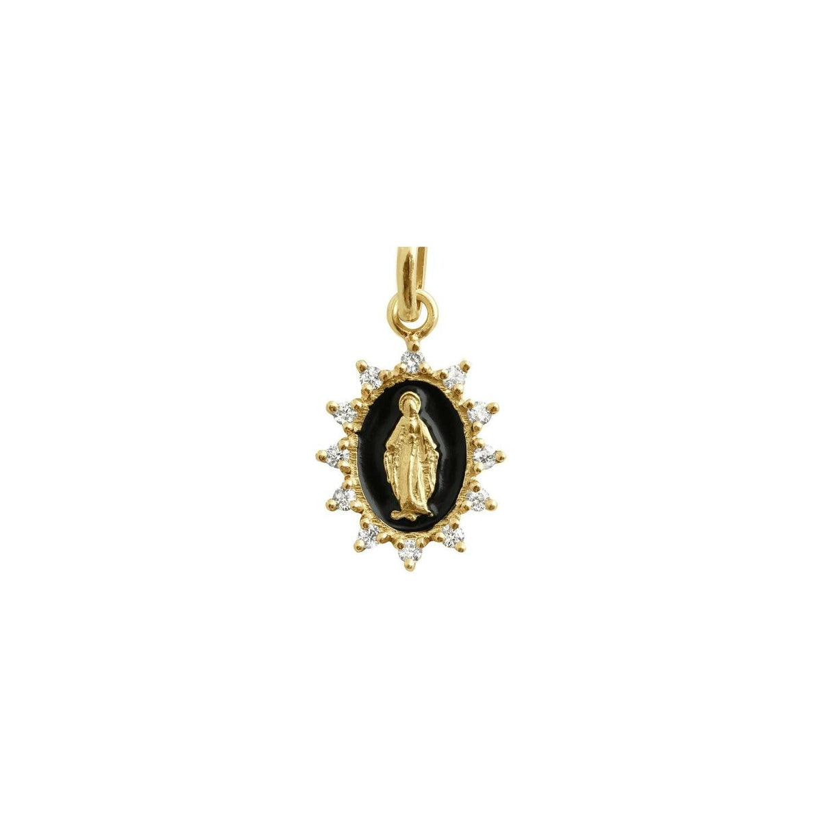 Pendentif Gigi Clozeau Madone en or jaune, résine noir et diamants